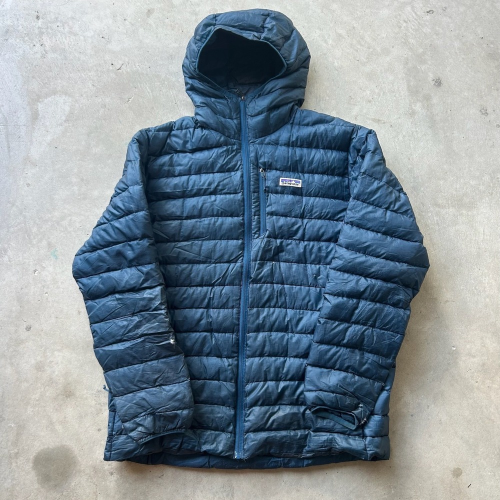 Patagonia Micro Puff Hoody Mens XL Navy Blue Puffer Jacket Full Zip Insulated